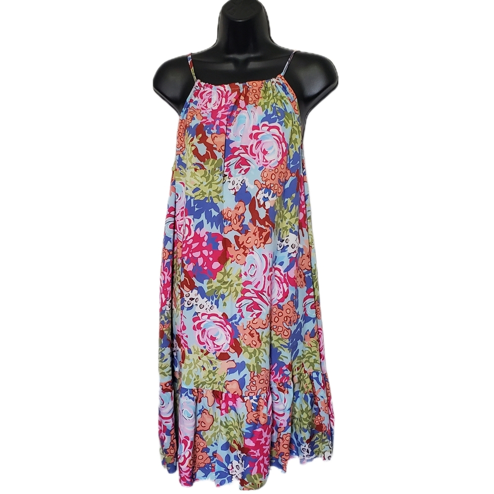 MB Malabay Nia 'A' Line Floral Patterned Frilly Dress Size OS